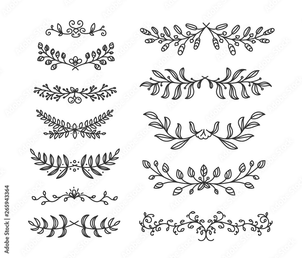 Hand drawn doodle style vector borders elements isolated on white background Hand drawn doodle style vector borders elements isolated on white background