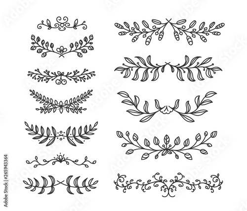 Hand drawn doodle style vector borders elements isolated on white background