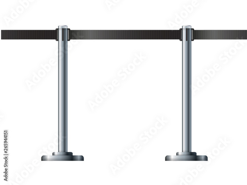 Barrier fence of the airport ticket offices.Organization of traffic and safety. Border of pedestrian zones of stations.