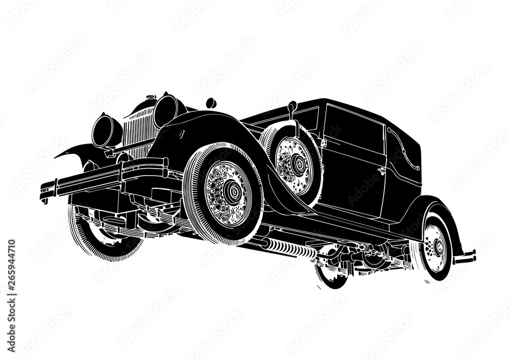 vintage car silhouette isolated vector