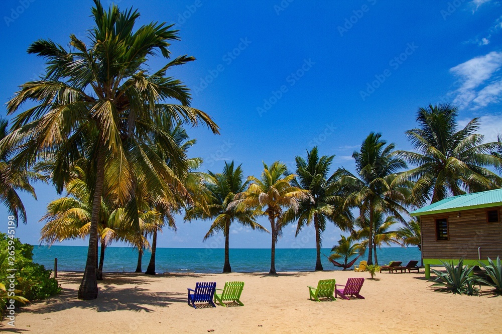 Beautiful sand beach in Hopkins, Belize, Central America Beautiful sand beach in Hopkins, Belize, Central America