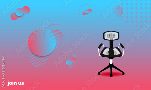 abstract colorful background. we hiring and new jobs team members. a chair for candidate. join us. vector illustration eps10