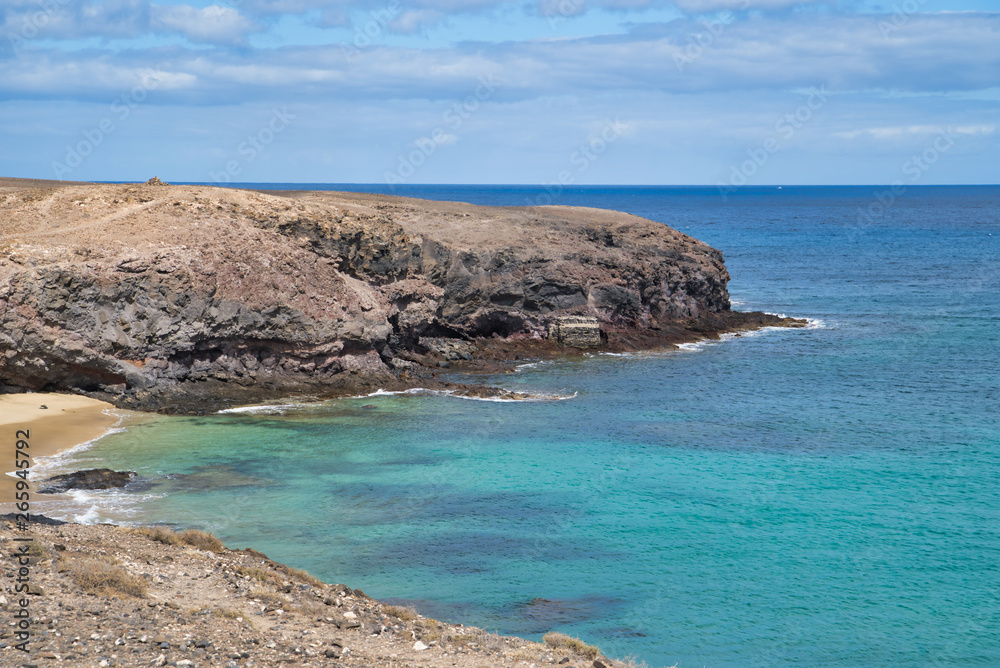Papagayo beach, one the most well known of all beaches around Playa Blanca in Lanzarote, Spain