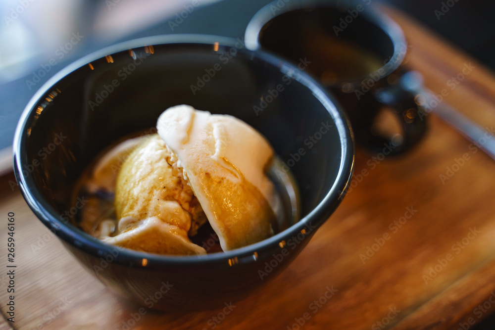 Affogato or ice cream serving with coffee Affogato or ice cream serving with coffee