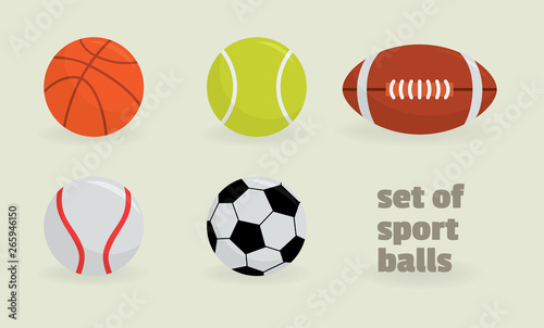 Vector illustration. Set of sport balls.