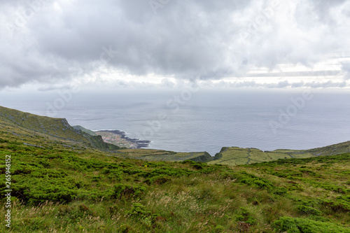 The village of Faja Grande from above on Flores in the Azores.