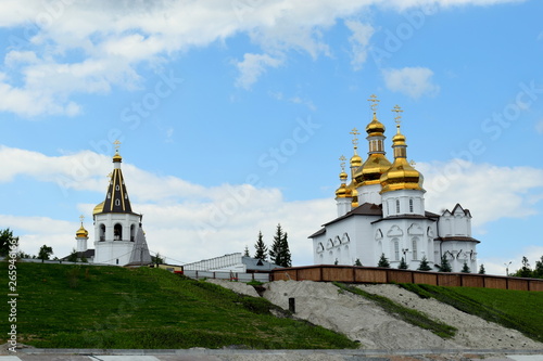 Holy Trinity male monastery view from the river Tura. Russia, Tyumen photo