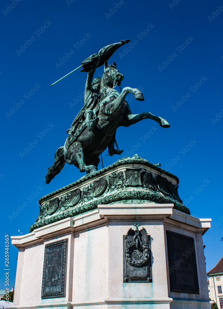 Equestrian statue Vienna. Statue of Archduke Charles on Heldenplatz