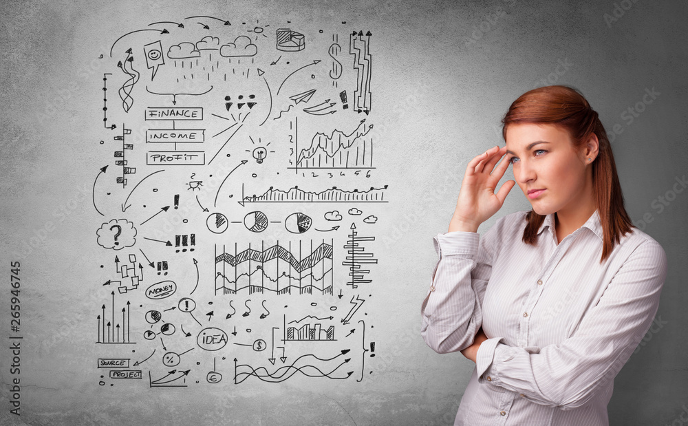 Fototapeta premium Young person thinking with office problems concept 