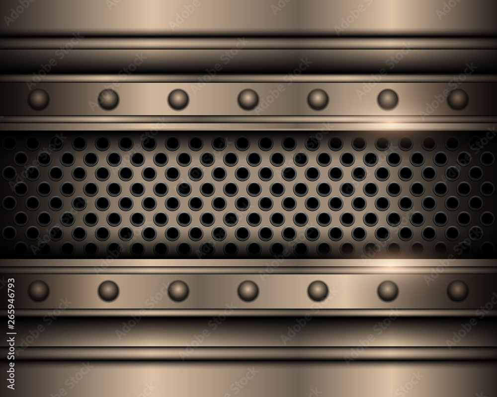 Metal background with rivets, technology vector design.