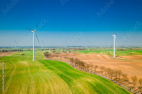 Flying above big wind turbines as alternative energy