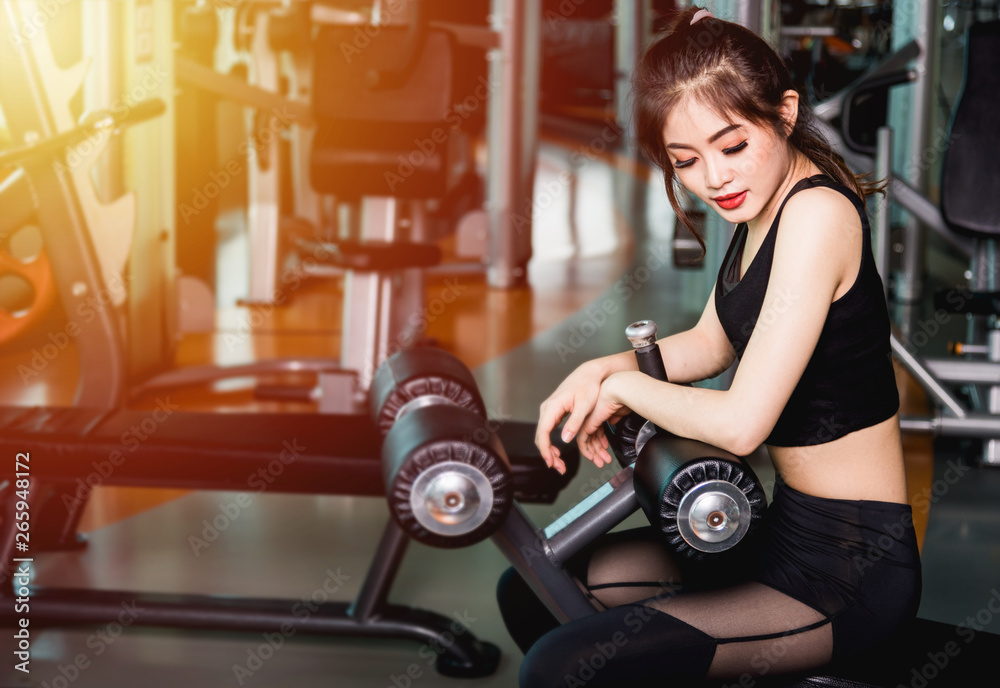 Fototapeta premium Happy young beautiful woman lifestyle sport portrait training workout exercise cardio
