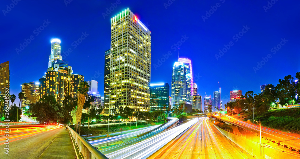 View of the office buildings and main roads in the financial district