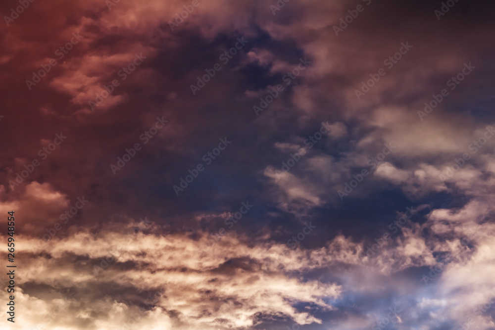 Colorful clouds on the sky. Color toned image