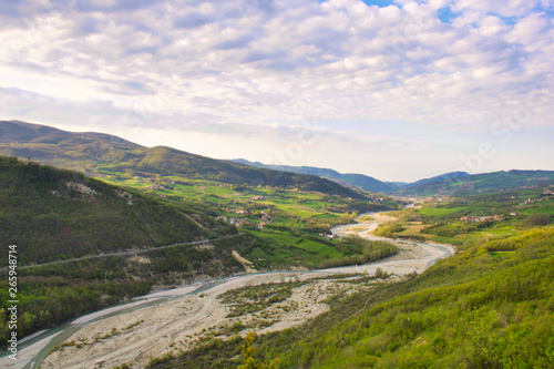 landscape of nure valley in emilia romagna hills
