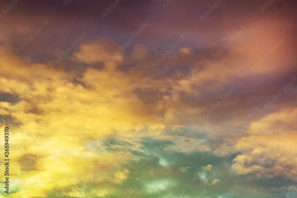 Clouds and fog with a colorful yellow to purple blue gradient