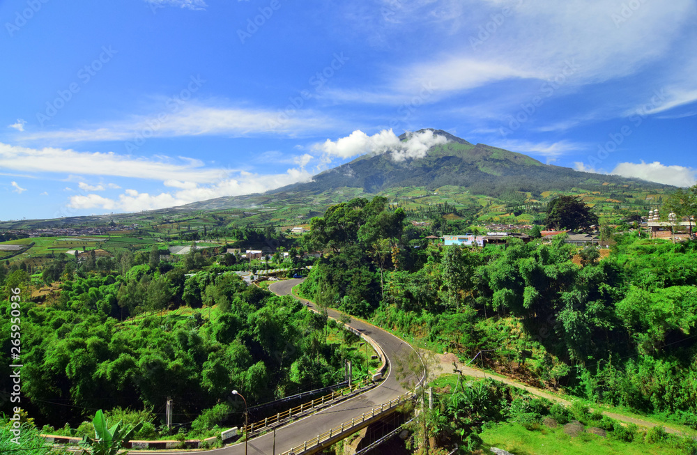  views of the beautiful natural mountain landscape in a village in Central Java. this mountain is named 