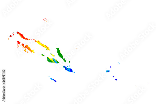 Solomon Islands - map is designed rainbow abstract colorful pattern, Solomon Islands map made of color explosion,