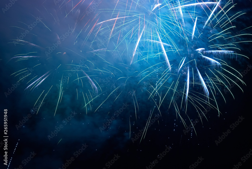Fototapeta premium Blue holiday fireworks