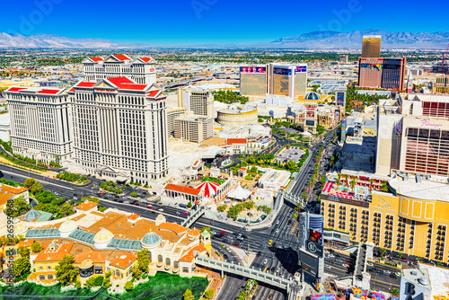Main street of Las Vegas - is the Strip. View from above. photo