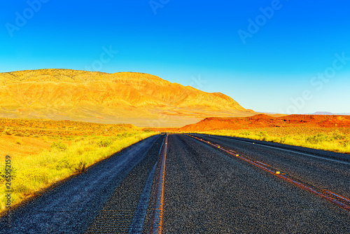 Endless American asphalt roads in Arizona state.