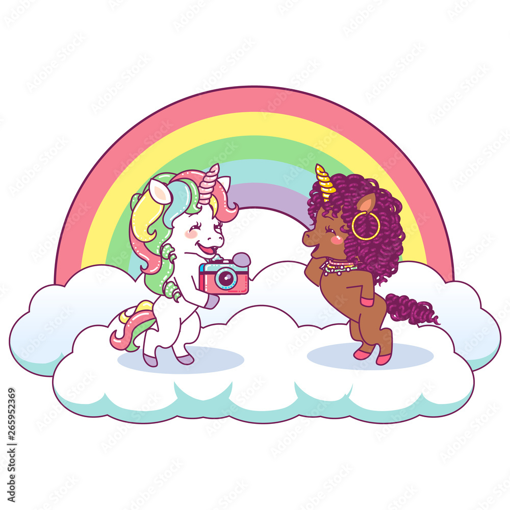 cute unicorns having fun making photos together cute unicorns having fun making photos together