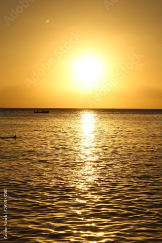 sunset on the beach in Martinique