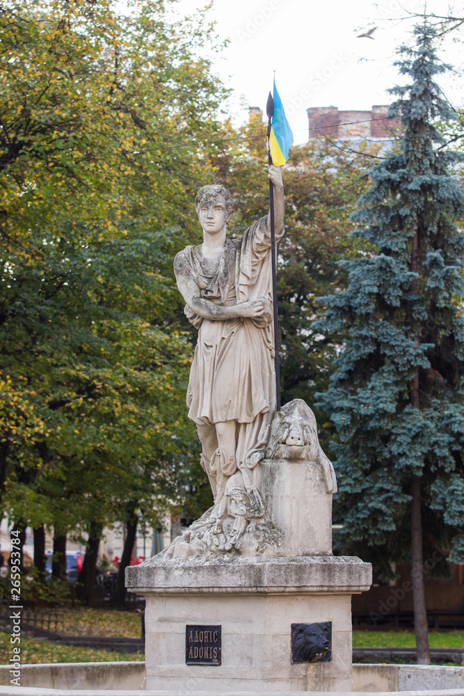Statue of adonis in Lviv