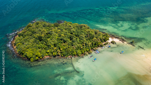 Panorama Aerial Drone Picture of a forest island in Krabi, Thailand