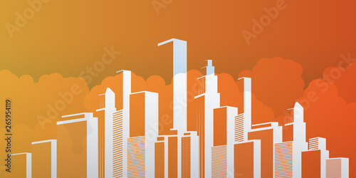 Metropolis - Colorful Urban Cityscape Silhouette, Vector Design 