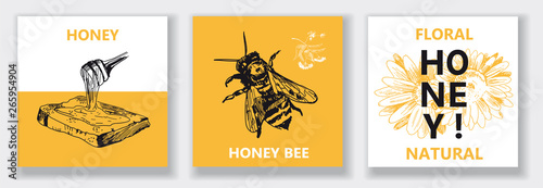 Best natural honey. Vector illustration emblem or logo template.