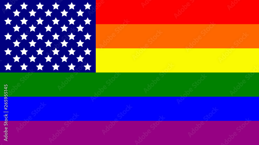 LGBT Official Rainbow Flag Combination With United States of America Flag. LGBT Official Rainbow Flag Combination With United States of America Flag.