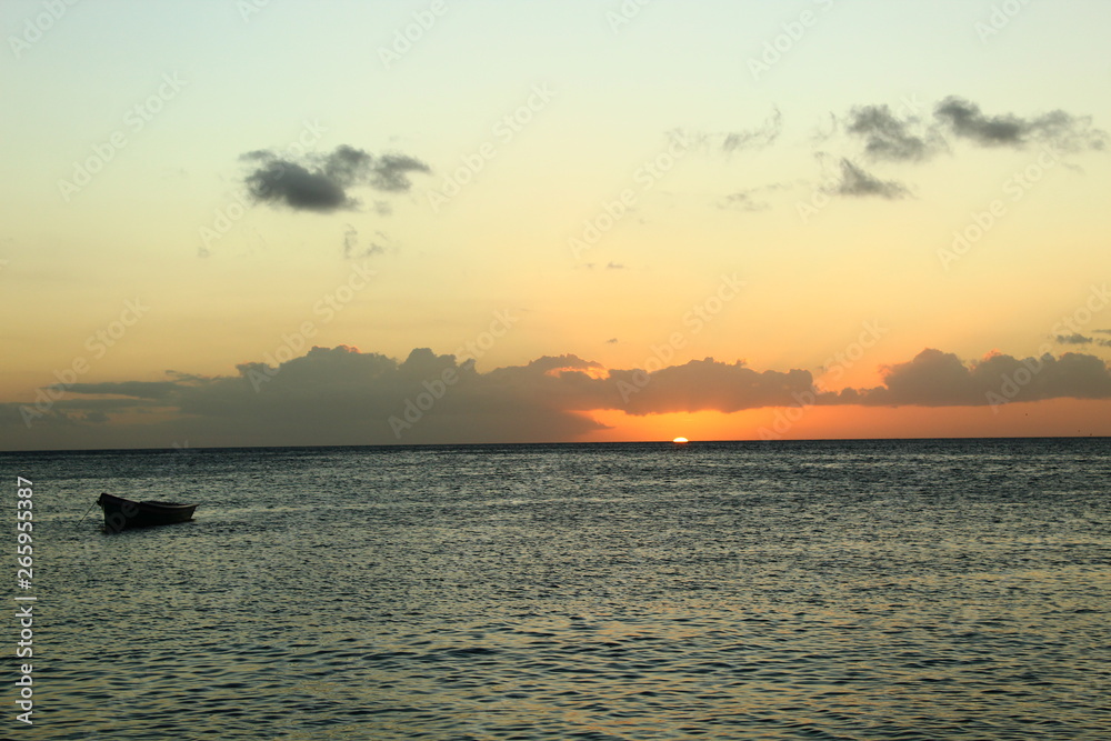 sunset on the beach in Martinique