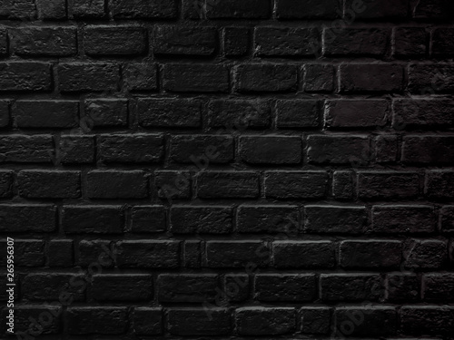 Tableau sur toile Black brick wall close up texture, brick surface for background