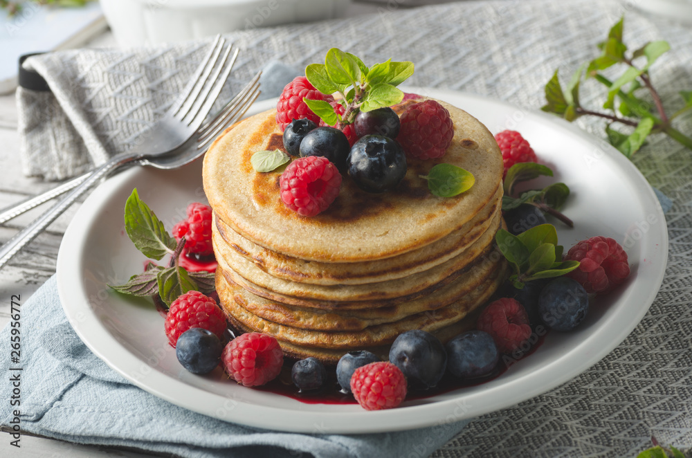 Pancakes with forest fruit sauce Pancakes with forest fruit sauce