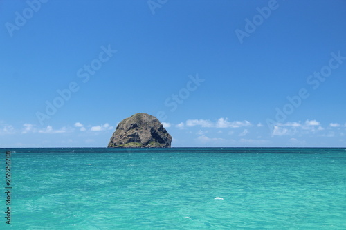 diamond rock seen from the beach in Martinique