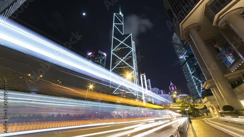 Traffic in downtown of Hong Kong city at night     