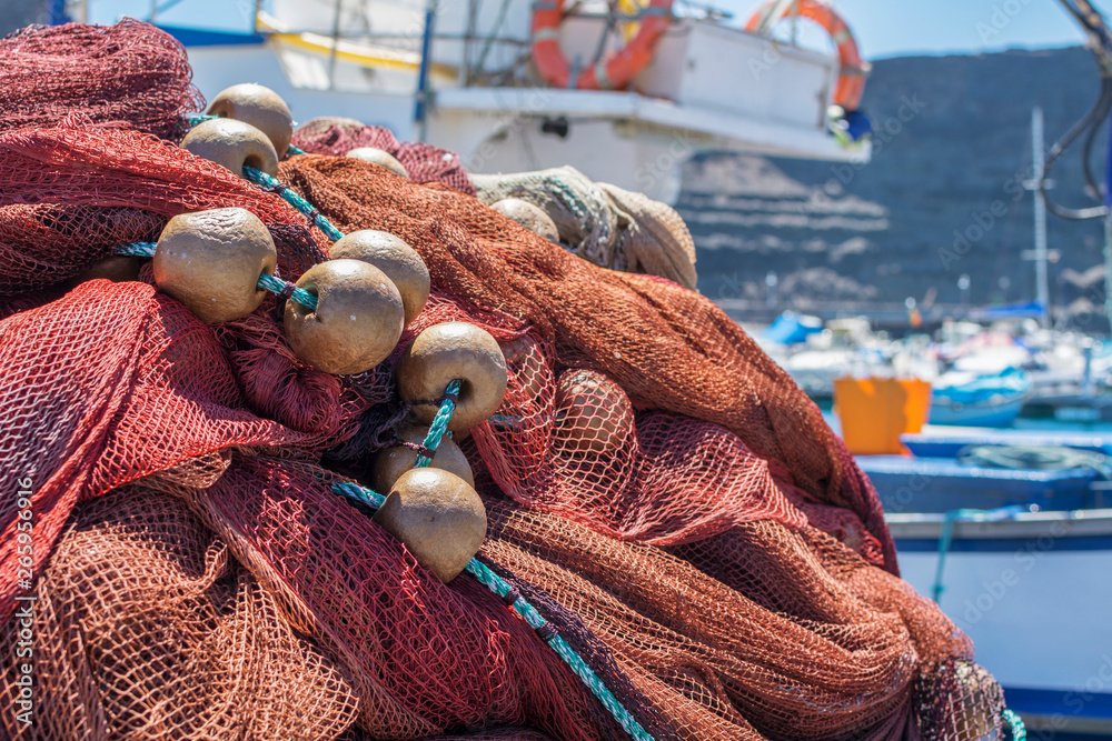Trawl, Fishing net, Fishing net, trawl net. Atlantic sea. Stock Photo