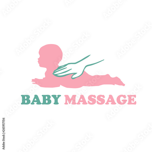 Baby newborn massage logo with hands vector