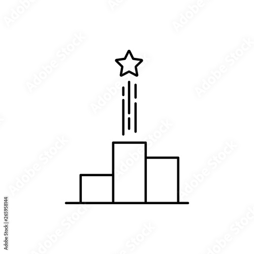 Thin line black outline icon. Concept of company growth prediction or personal mission. Flat linear trend modern minimal start up motivation graphic art design.