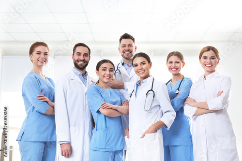 Group of medical doctors at clinic. Unity concept photo