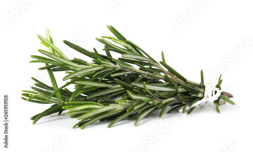 Bunch of fresh rosemary on white background