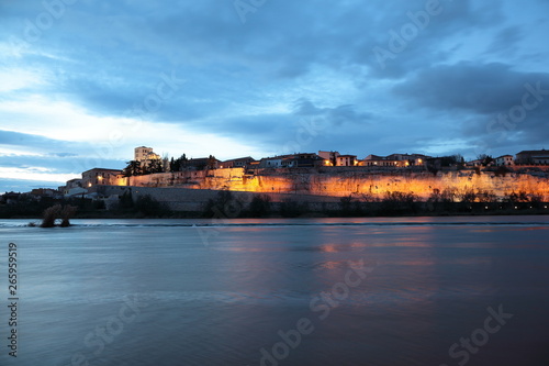 Panoramic Zamora with the Romanesque cathedral and the river Duero, Spain
