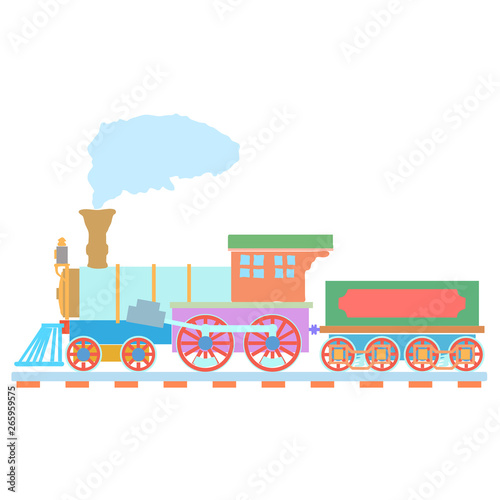 Vintage Steam locomotive vector logo design template. train or transport icon. Vector
