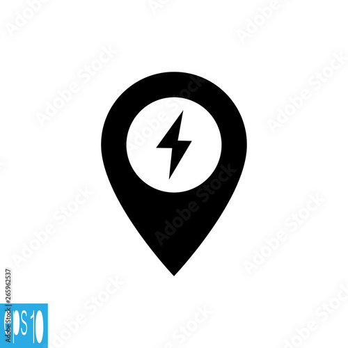 Map icon with lightning - vector illustration