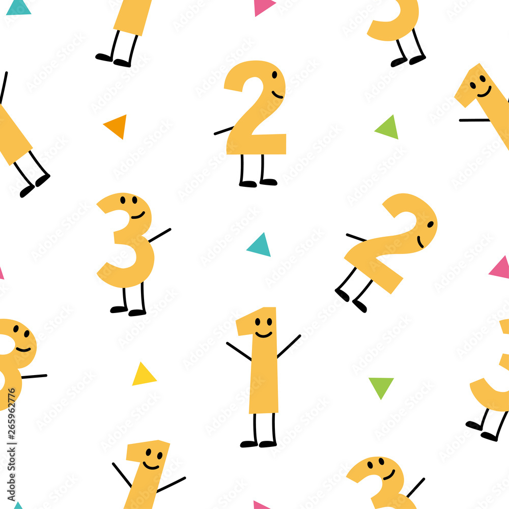 シームレスパターン 数字の1 2 3のキャラクター Stock Vector Adobe Stock