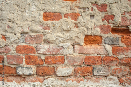 Red brick wall  wrecked by time