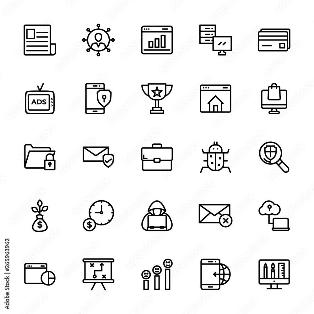 Seo and Web Line Vectors Set Seo and Web Line Vectors Set