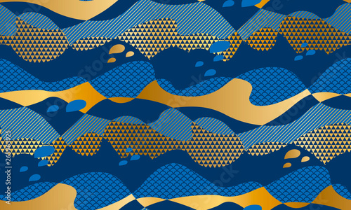 Horizontal abstract waves with geometric texture