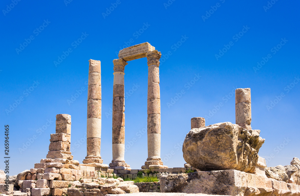 Temple of Hercules at Amman Citadel in Amman, Jordan. 